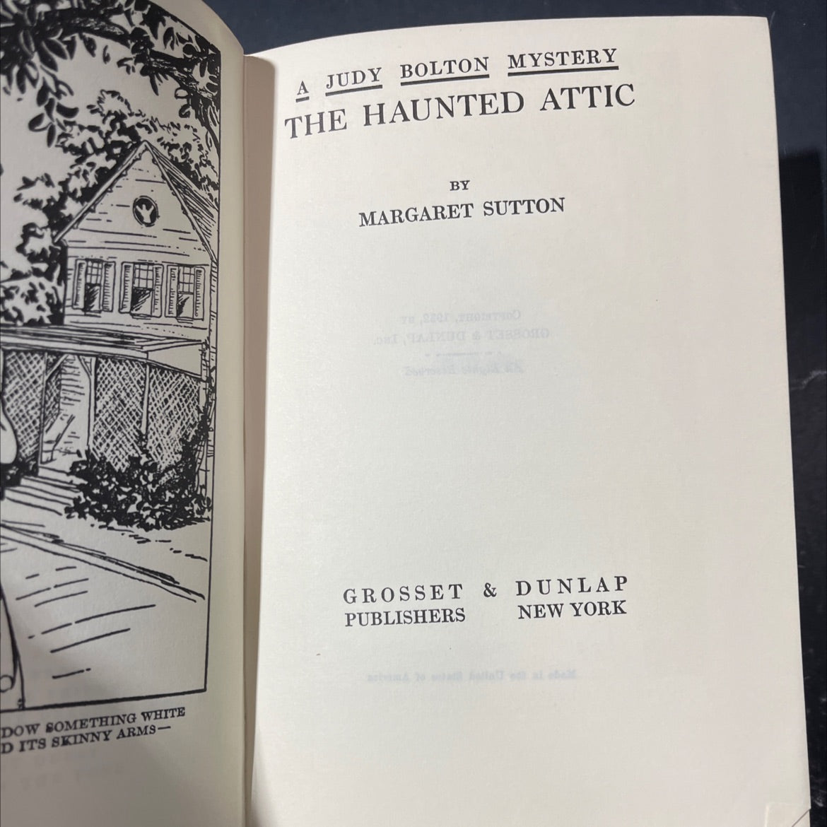 dow something white d its skinny arms- a judy bolton mystery the haunted attic book, by margaret sutton, 1932 Hardcover image 2