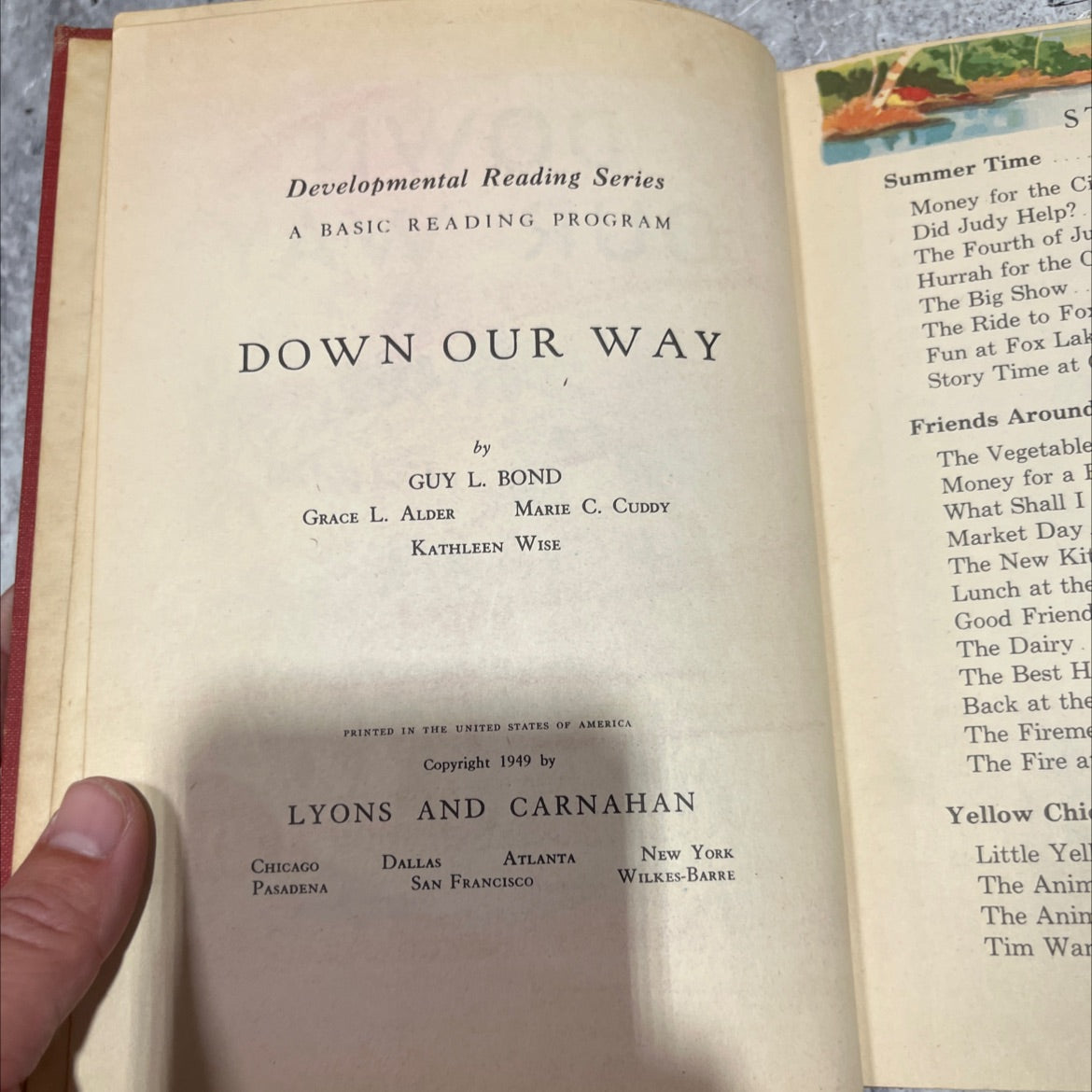 down our way book, by guy l. bond, kathleen wise, grace l. alder, marie c. cuddy, 1949 Hardcover image 3