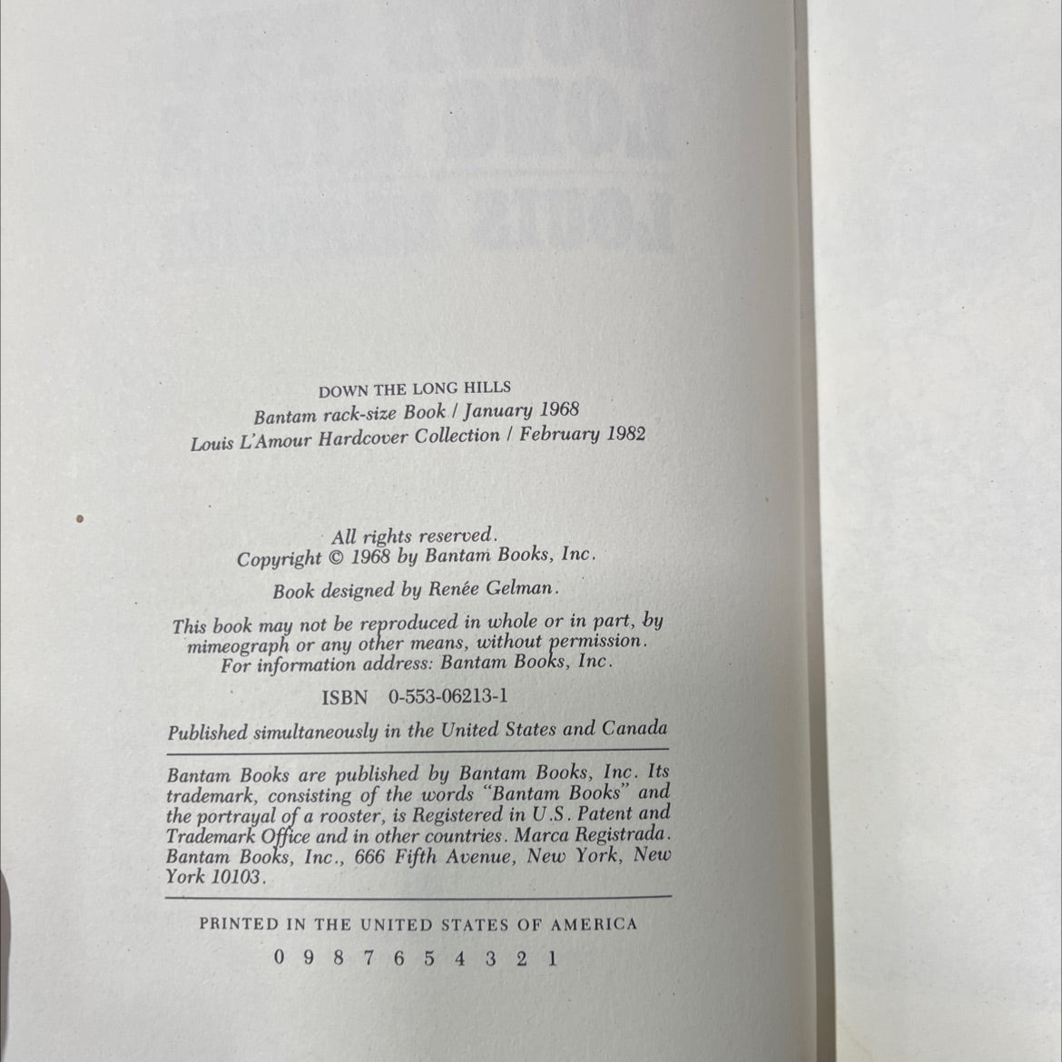 down the long hills book, by louis l'amour, 1982 Leather image 3