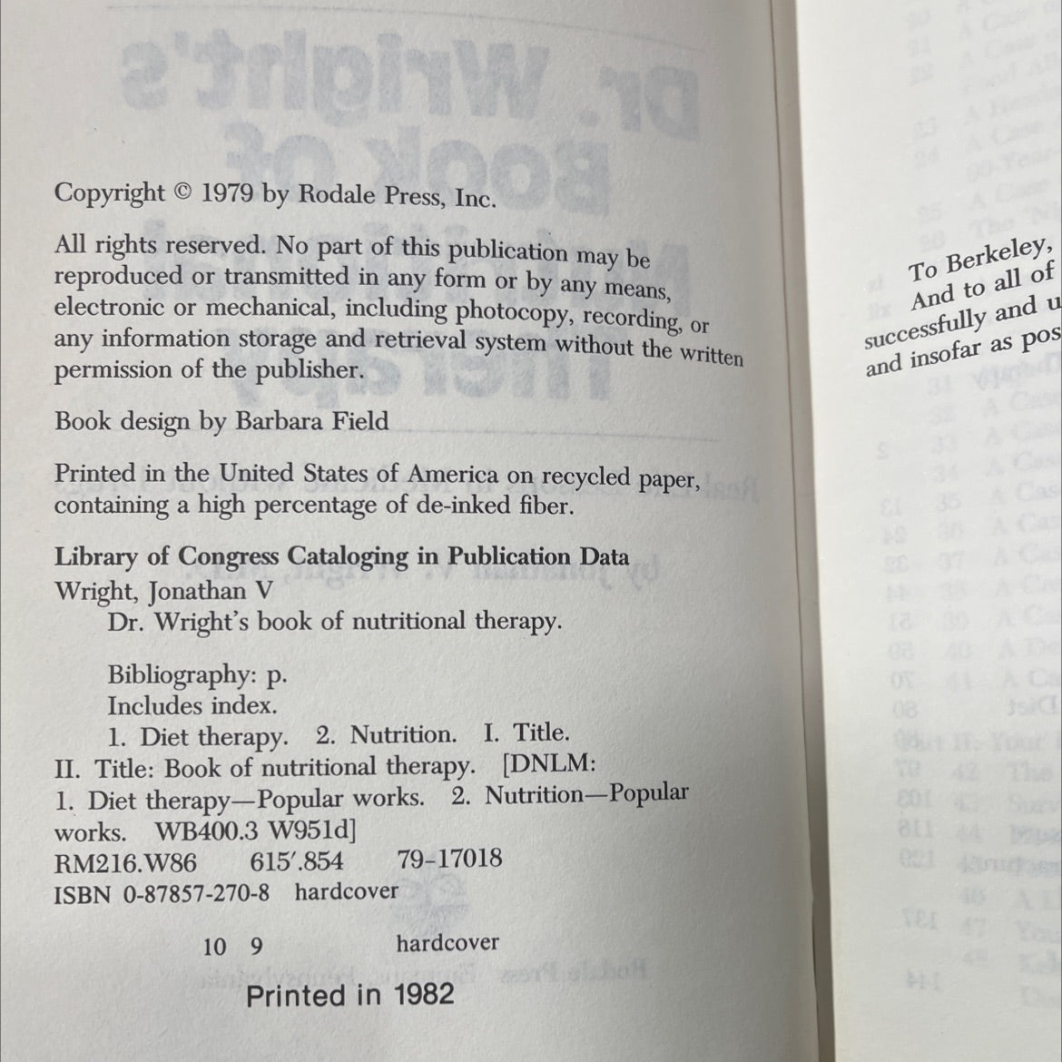 dr. wright's book of nutritional therapy book, by jonathan v. wright, m.d., 1979 Hardcover image 3