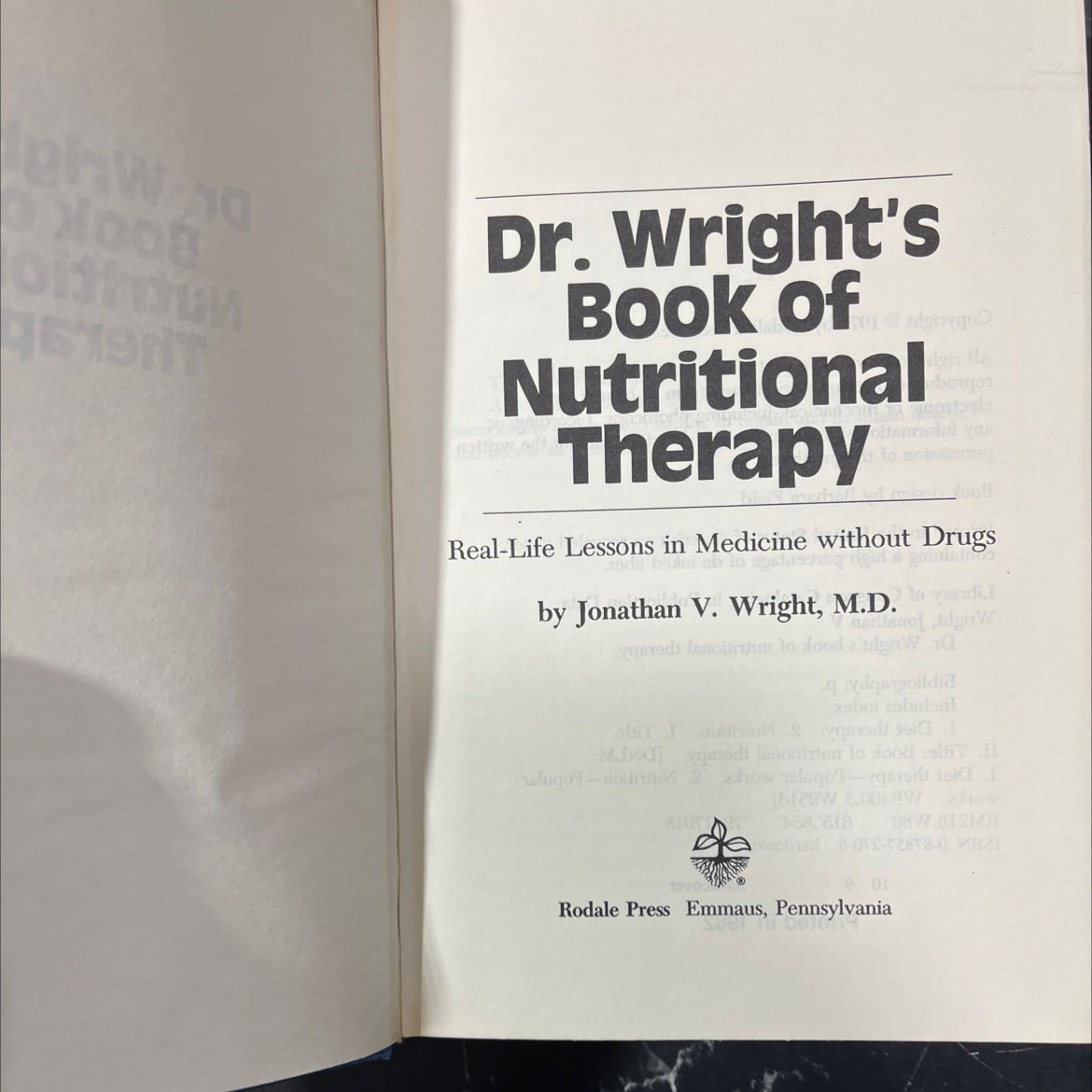 dr. wright's book of nutritional therapy book, by jonathan v. wright, m.d., 1979 Hardcover image 2
