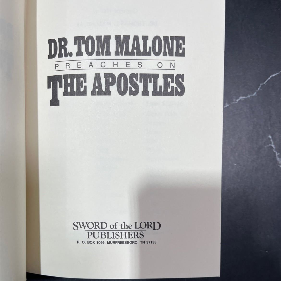 dr.tom malone preaches on the apostles sword book, by dr. thomas l. malone, sr., 1988 Hardcover image 2