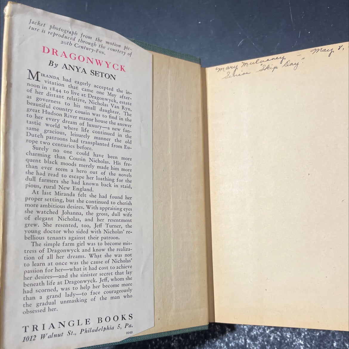dragonwyck book, by anya seton, 1946 Hardcover image 4