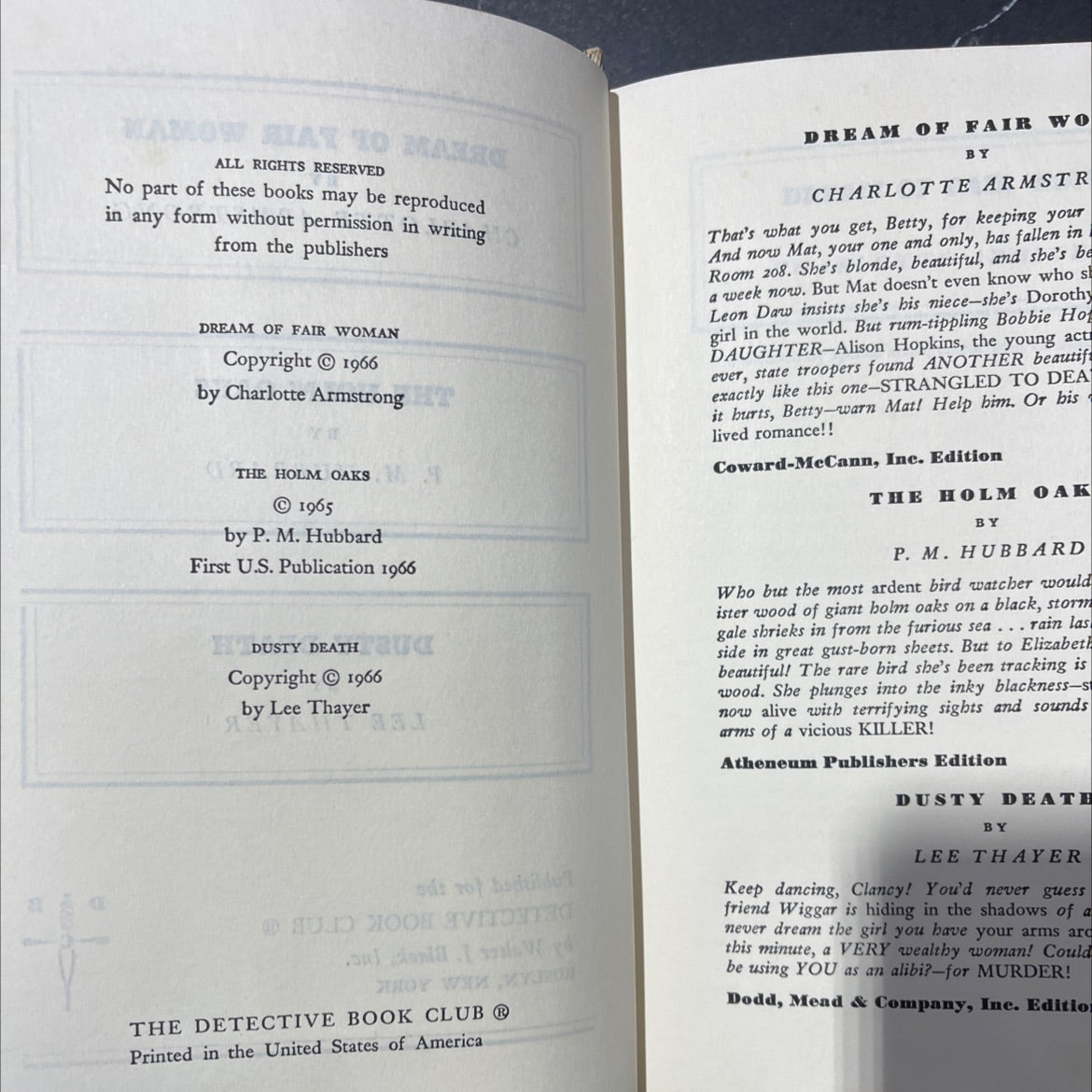 dream of fair woman book, by charlotte armstrong, 1966 Hardcover image 3