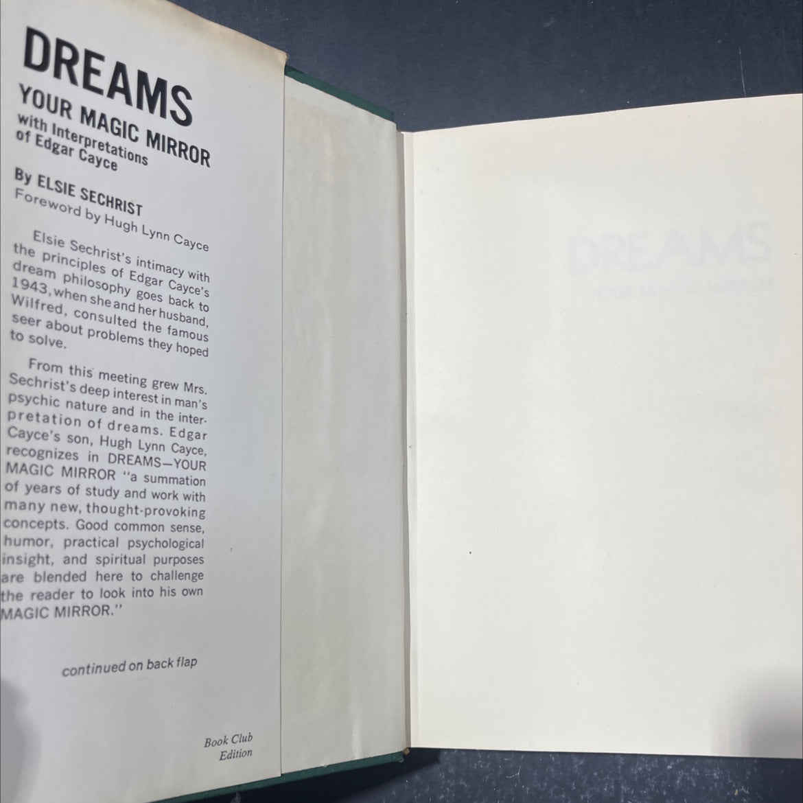 dreams your magic mirror with interpretations of edgar cayce book, by elsie sechrist, 1968 Hardcover image 4