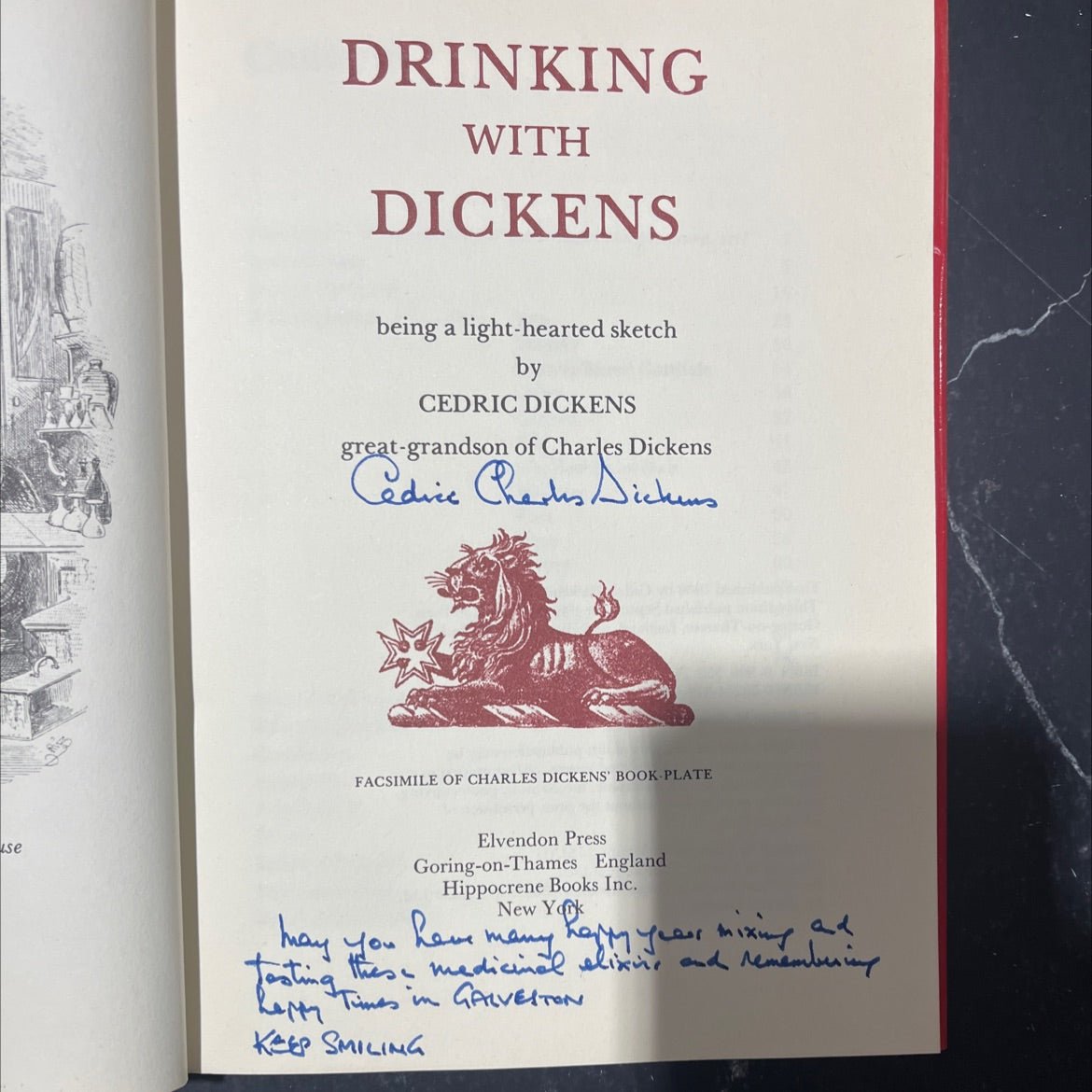 SIGNED drinking with dickens book, by cedric dickens, 1983 Hardcover, First Edition image 2