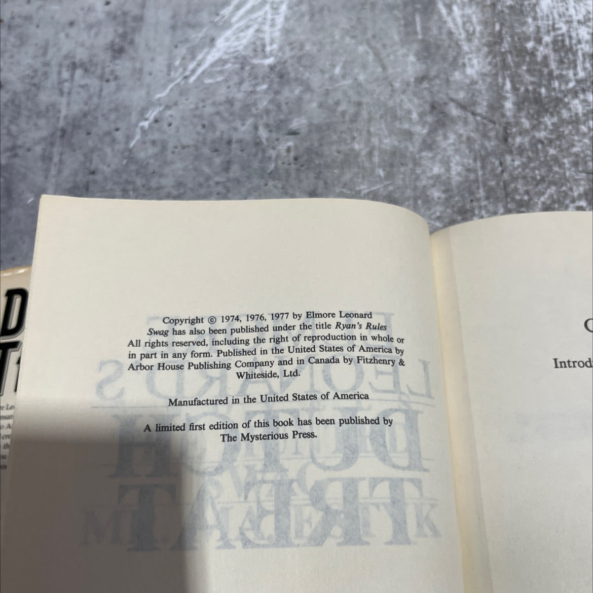 dutch treat book, by Elmore Leonard, 1977 Hardcover image 3