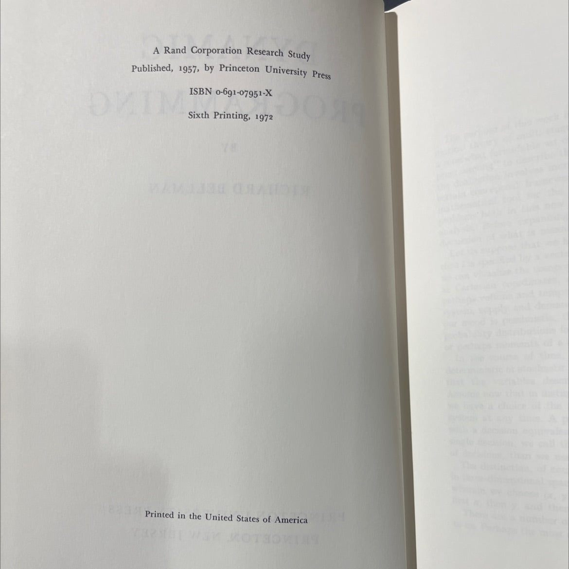 dynamic programming book, by richard bellman, 1972 Hardcover image 3