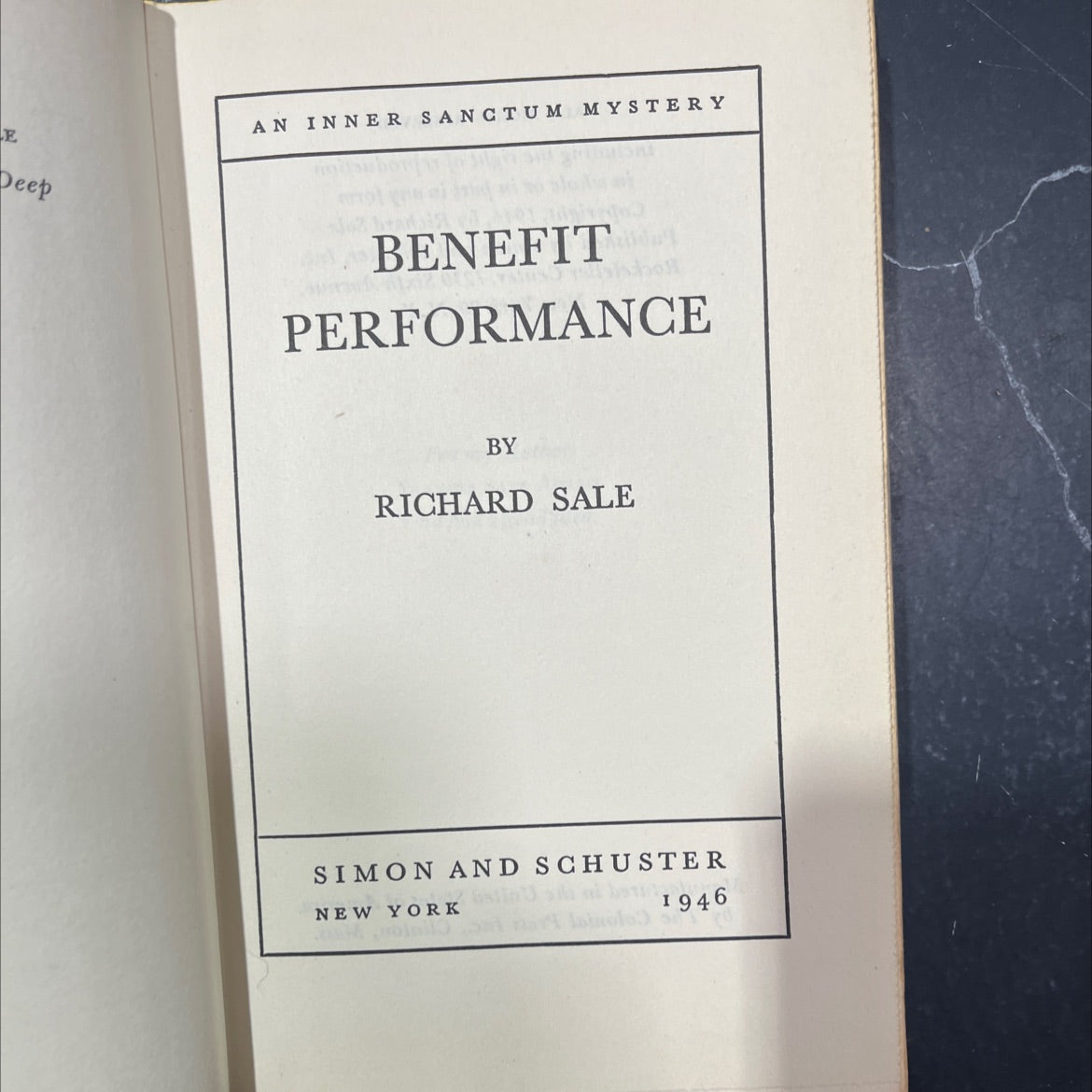 e deep an inner sanctum mystery benefit performance book, by richard sale, 1946 Hardcover image 2