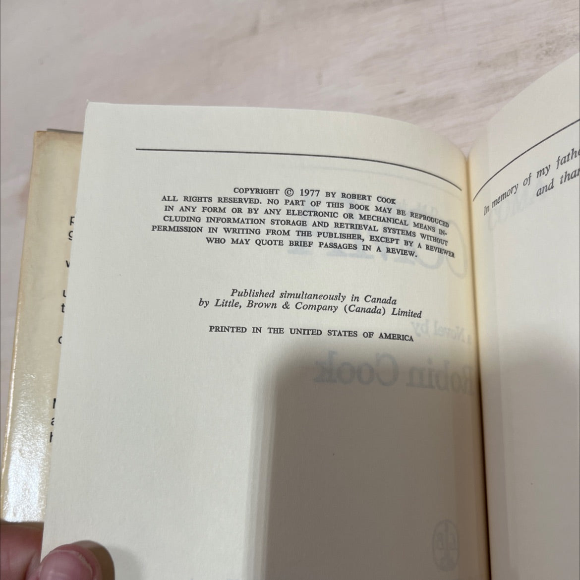 ear of the intern coma book, by robin cook, 1977 Hardcover image 3