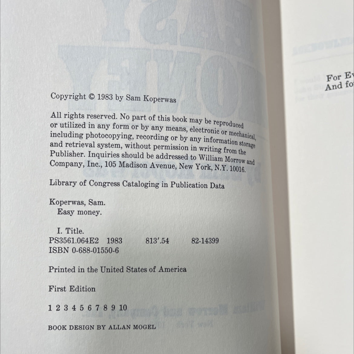 easy money book, by Sam Koperwas, 1983 Hardcover image 3