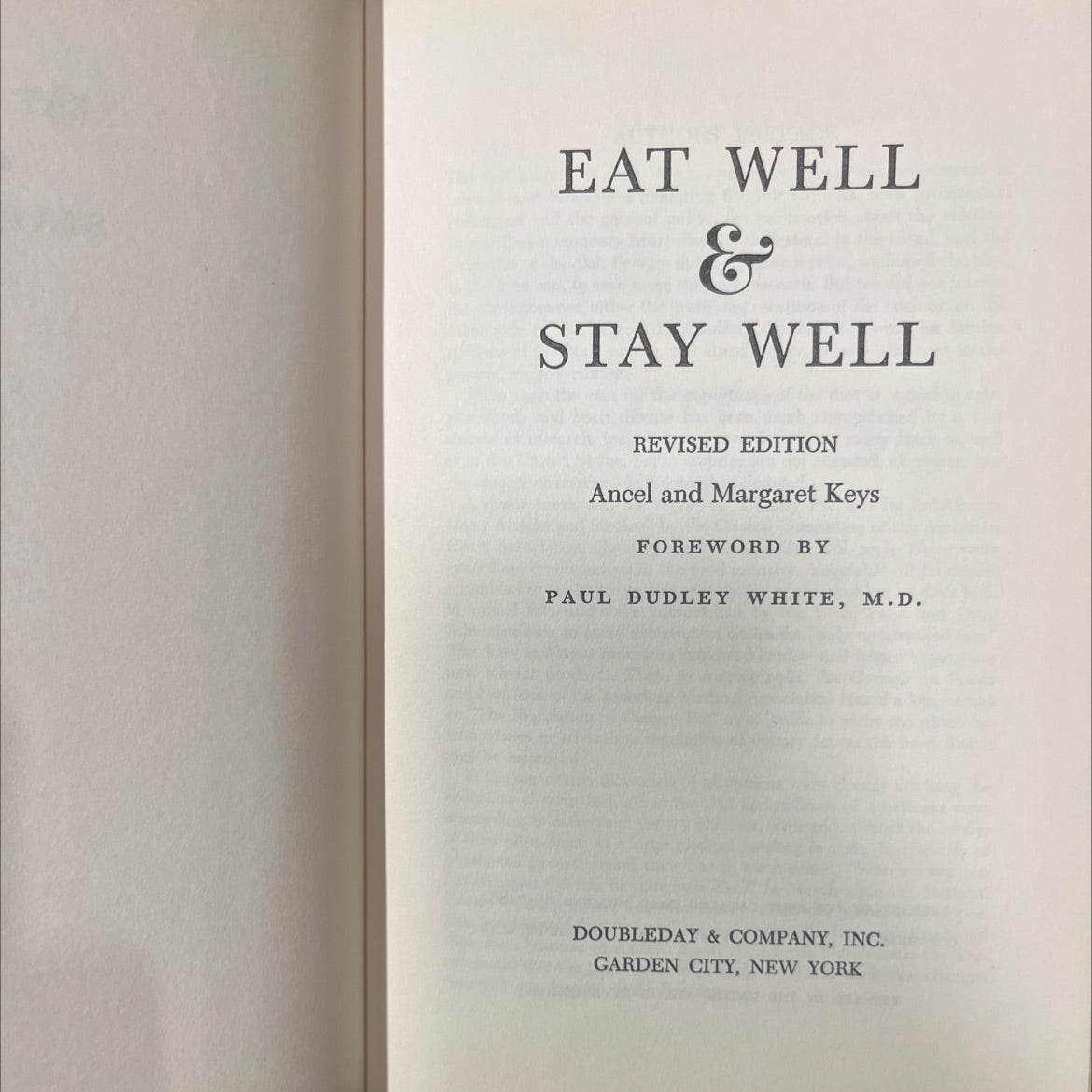 eat well & stay well revised edition book, by Ancel and Margaret Keys, 1963 Hardcover image 2