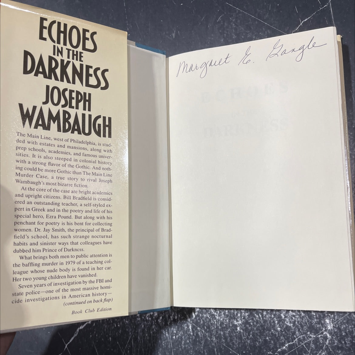 echoes in the darkness book, by Joseph Wambaugh, 1987 Hardcover image 4