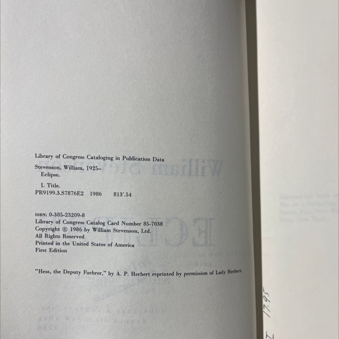 eclipse book, by william stevenson, 1986 Hardcover image 3