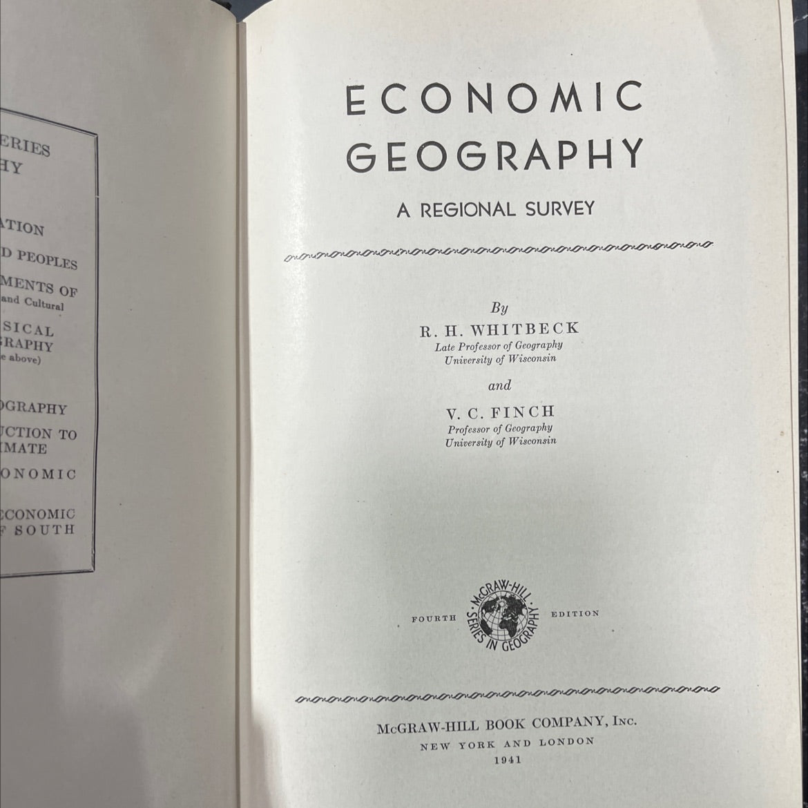 economic geography book, by R. H. Whitbeck, V. C. Finch, 1941 Hardcover image 2