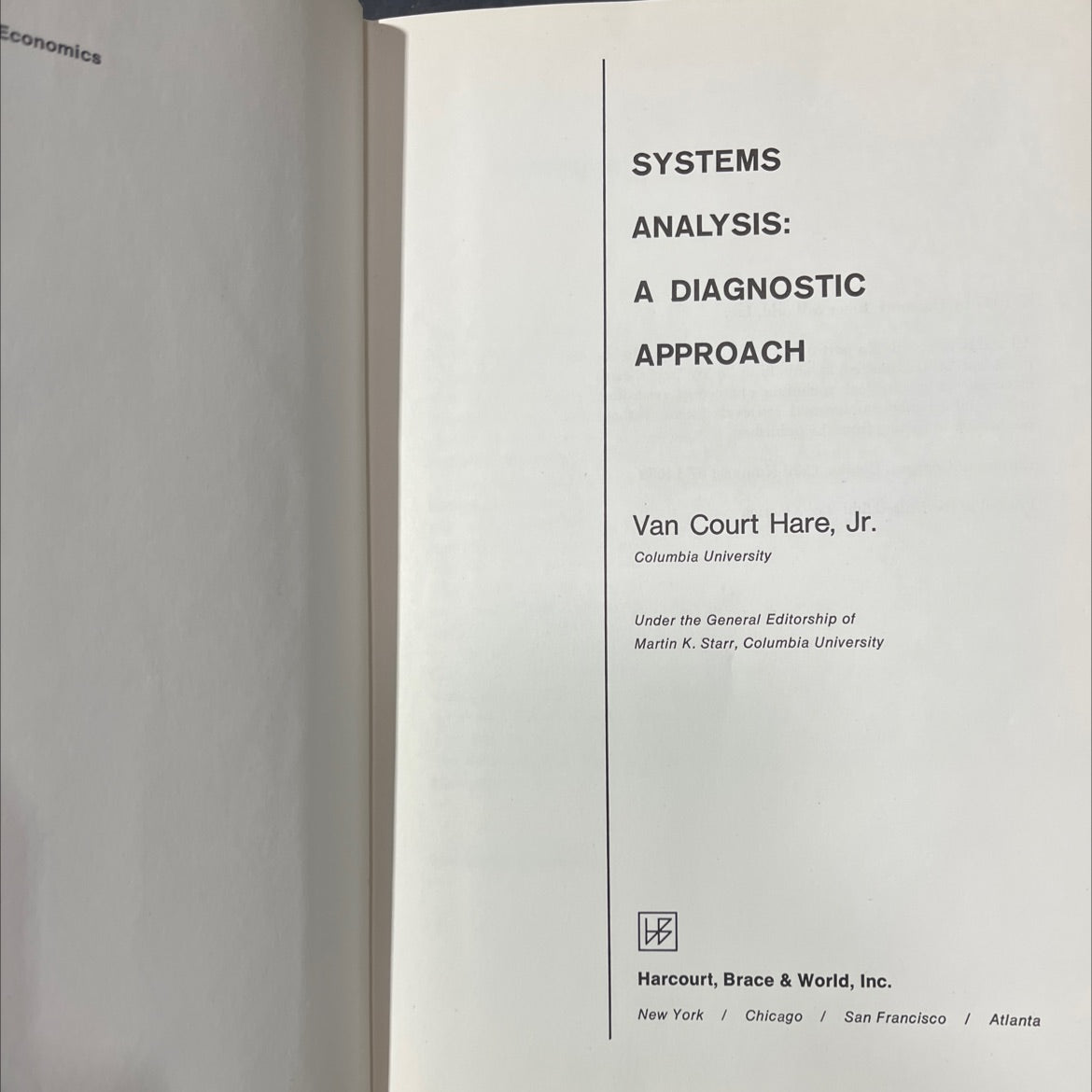 economics systems analysis: a diagnostic approach book, by van court hare, jr., 1967 Hardcover image 2