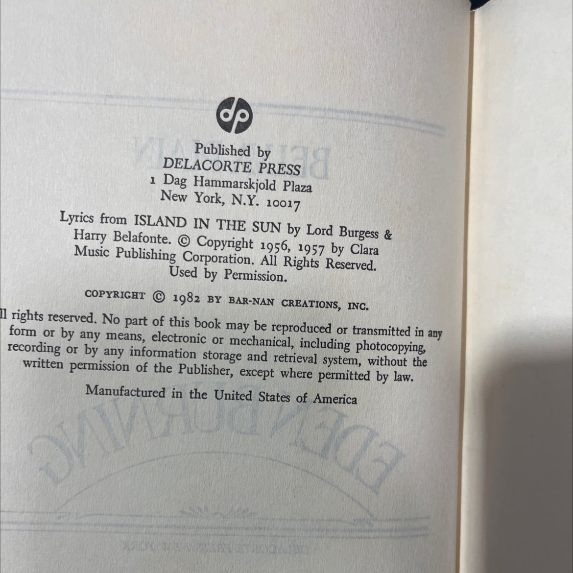 eden burning book, by belva plain, 1982 Hardcover image 3