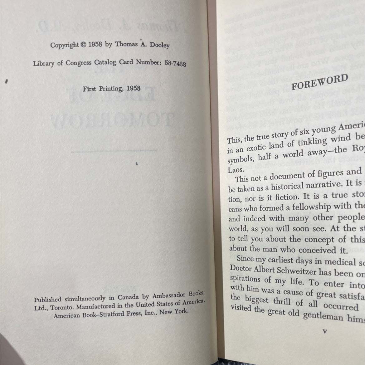 edge of tomorrow book, by thomas a. dooley, 1958 Hardcover image 3