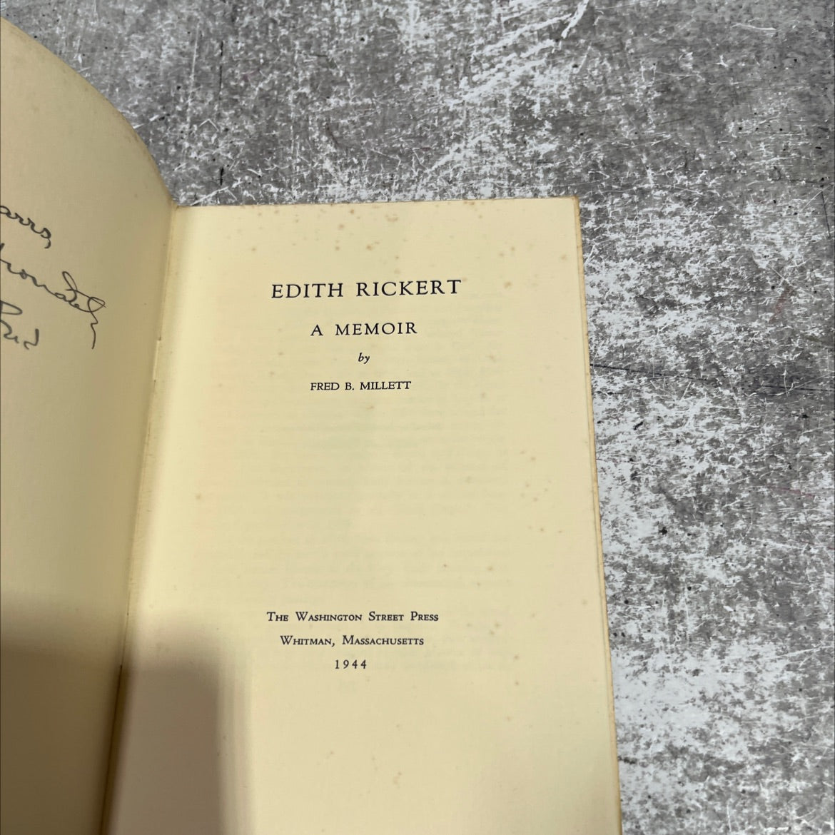 edith rickert a memoir book, by fred b. millett, 1944 Paperback image 2