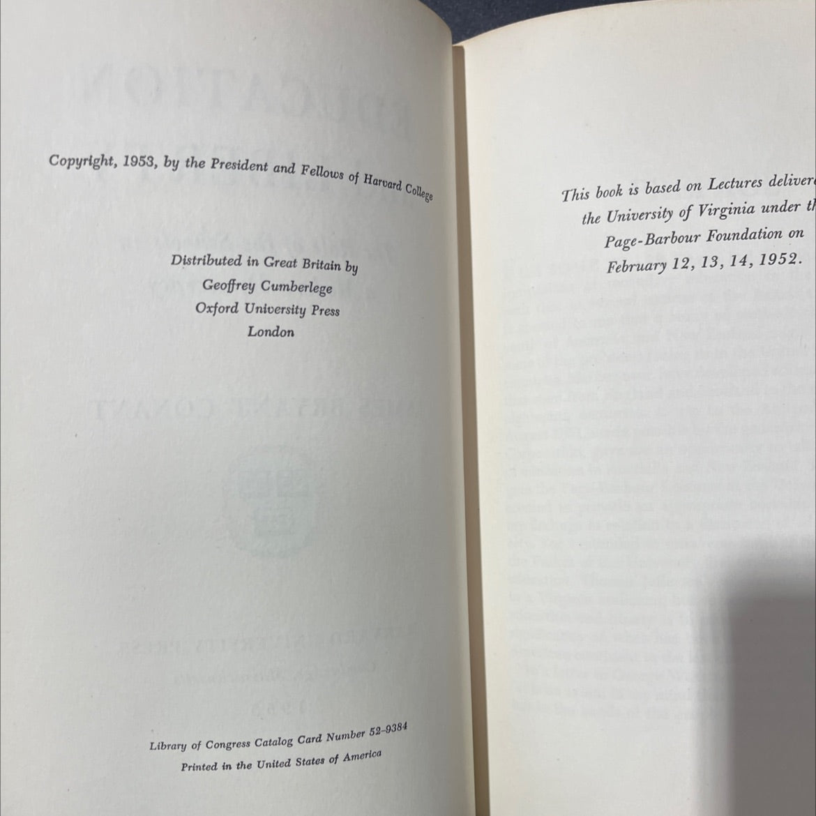 education and liberty the role of the schools in a modern democracy book, by james bryant conant, 1953 Hardcover image 3