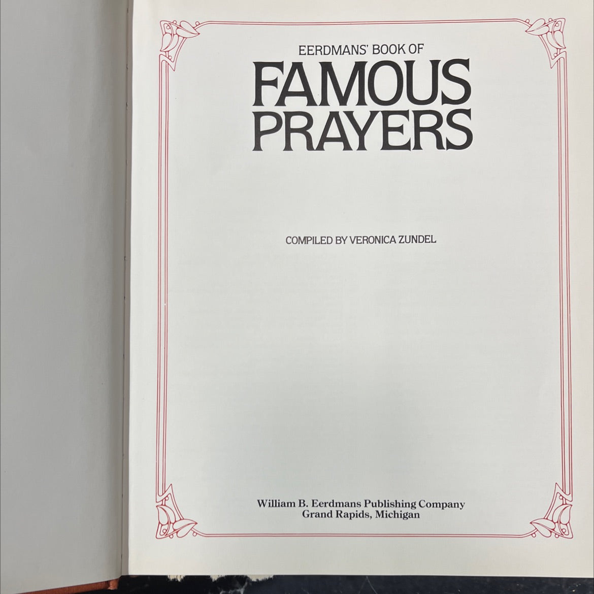 eerdmans' book of famous prayers book, by veronica zundel, 1984 Hardcover image 2