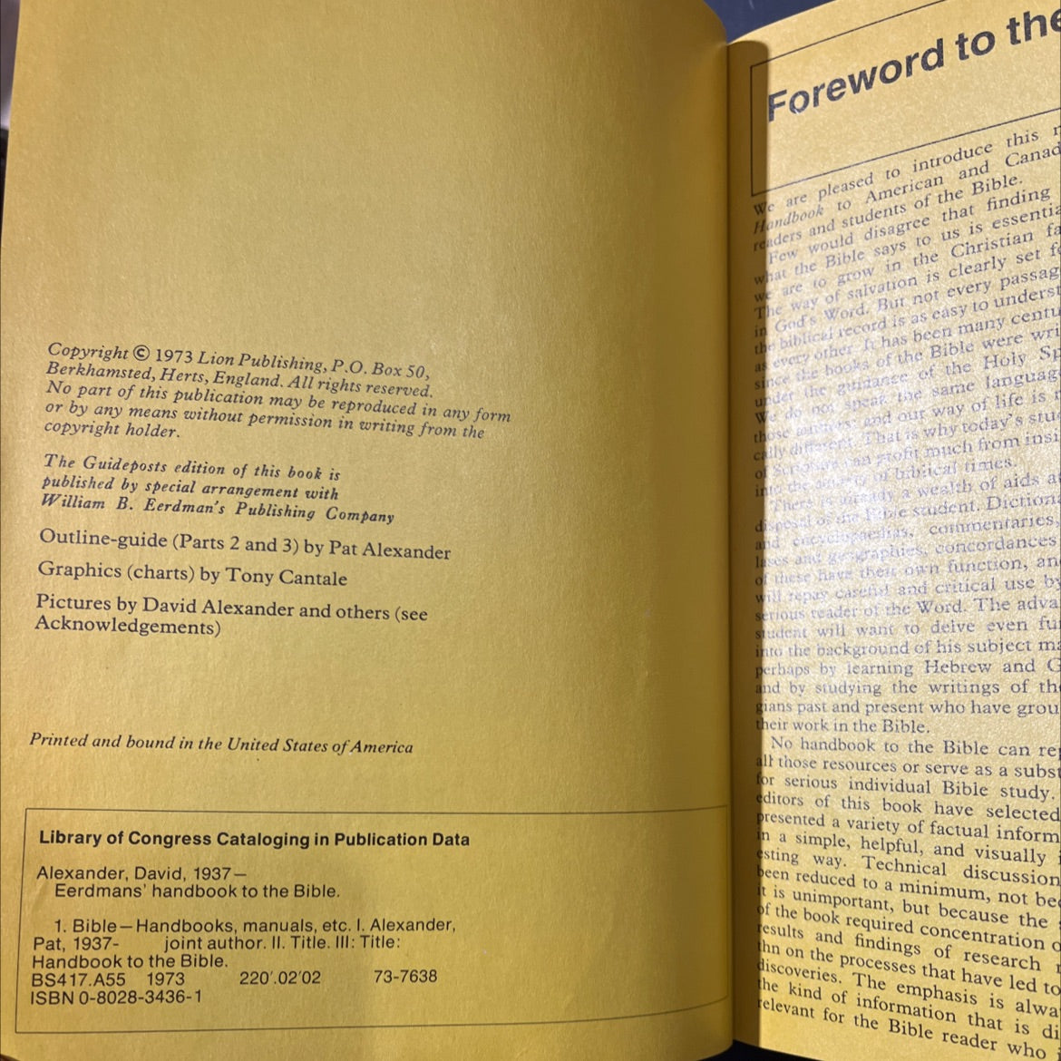 eerdmans' handbook to the bible book, by David Alexander, Pat Alexander, 1973 Hardcover image 3