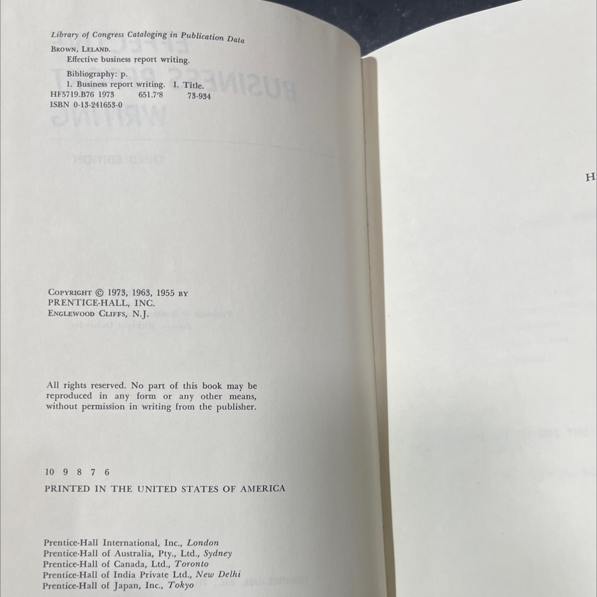 effective business report writing book, by leland brown, 1973 Hardcover image 3