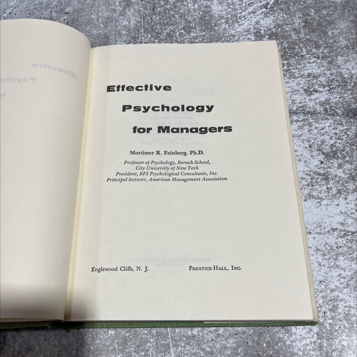 effective psychology for managers book, by mortimer r. feinberg, ph.d., 1965 Hardcover image 2