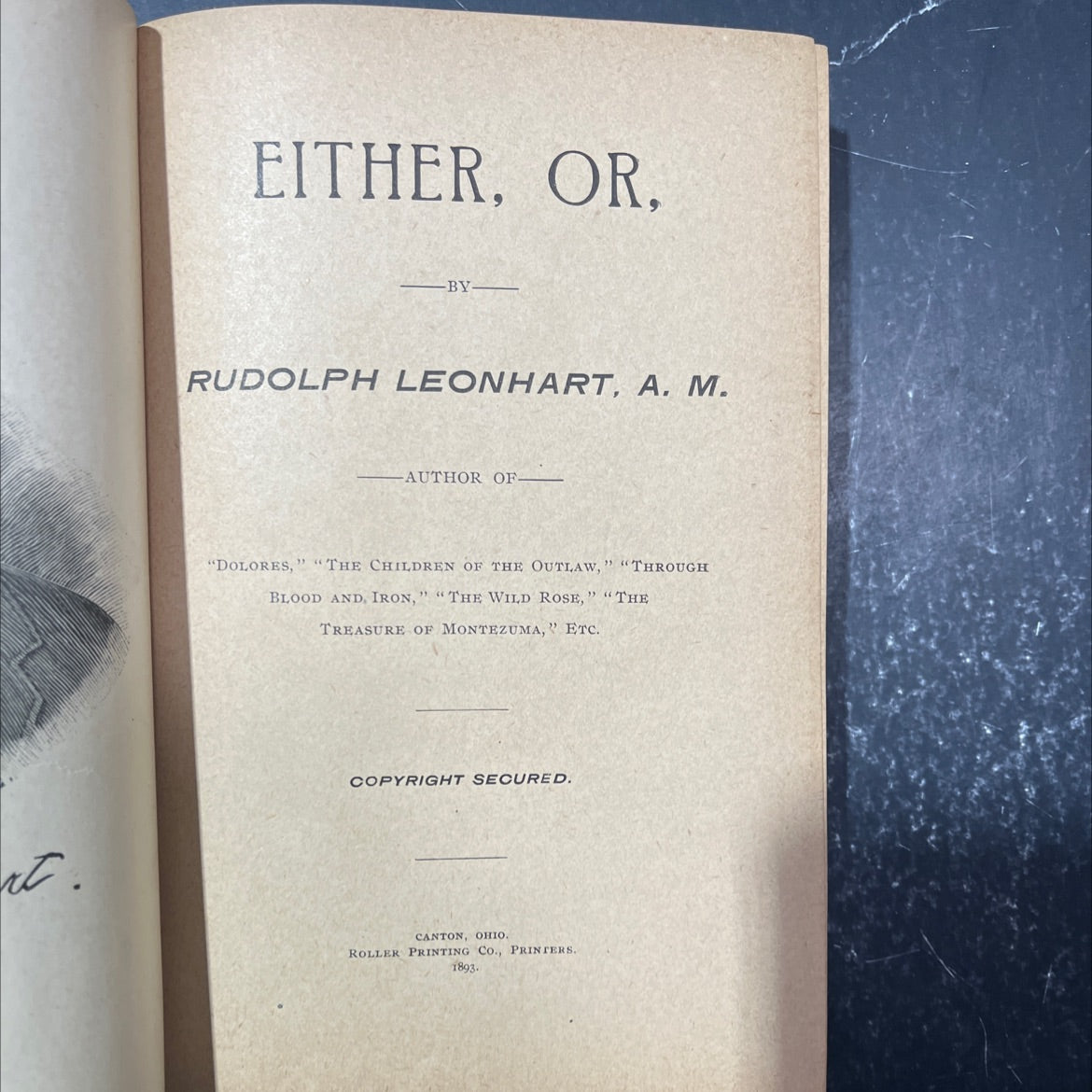 either, or book, by rudolph leonhart, 1893 Hardcover image 2