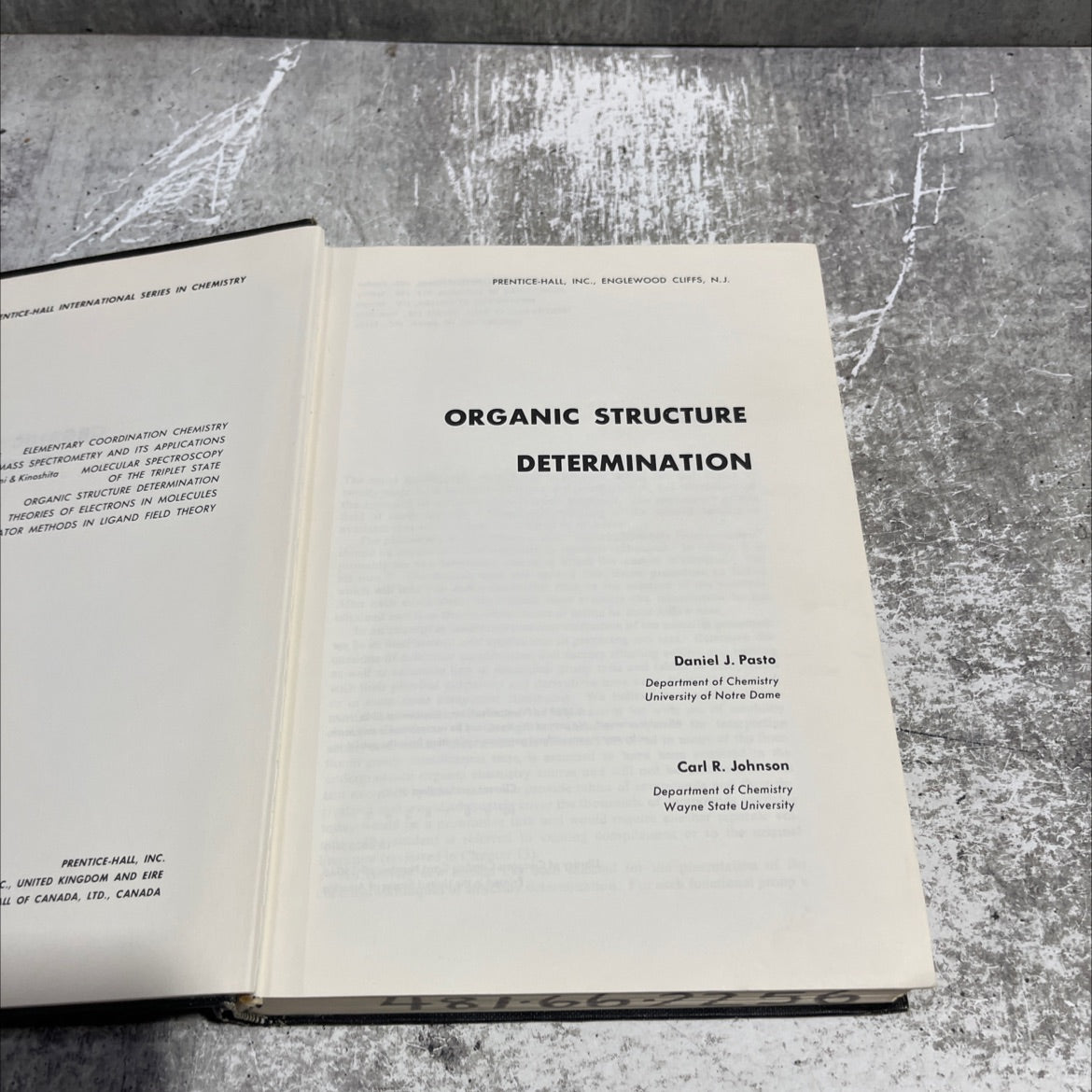 elementary coordination chemistry book, by Daniel J. Pasto, Carl R. Johnson, 1969 Hardcover image 2