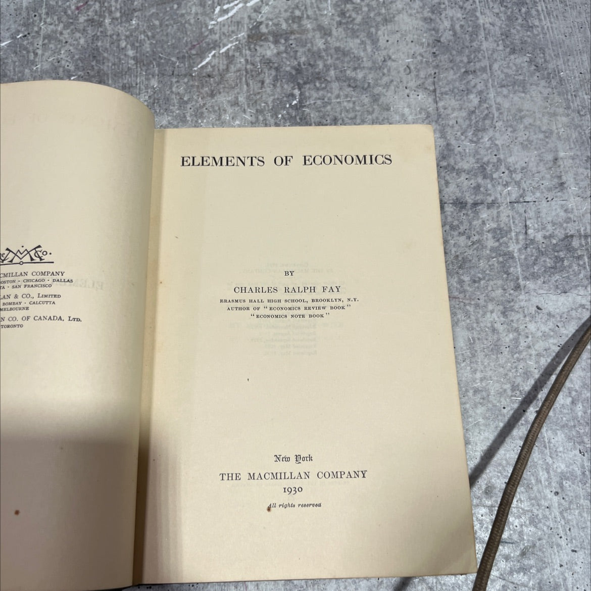 elements of economics book, by charles ralph fay, 1930 Hardcover image 2