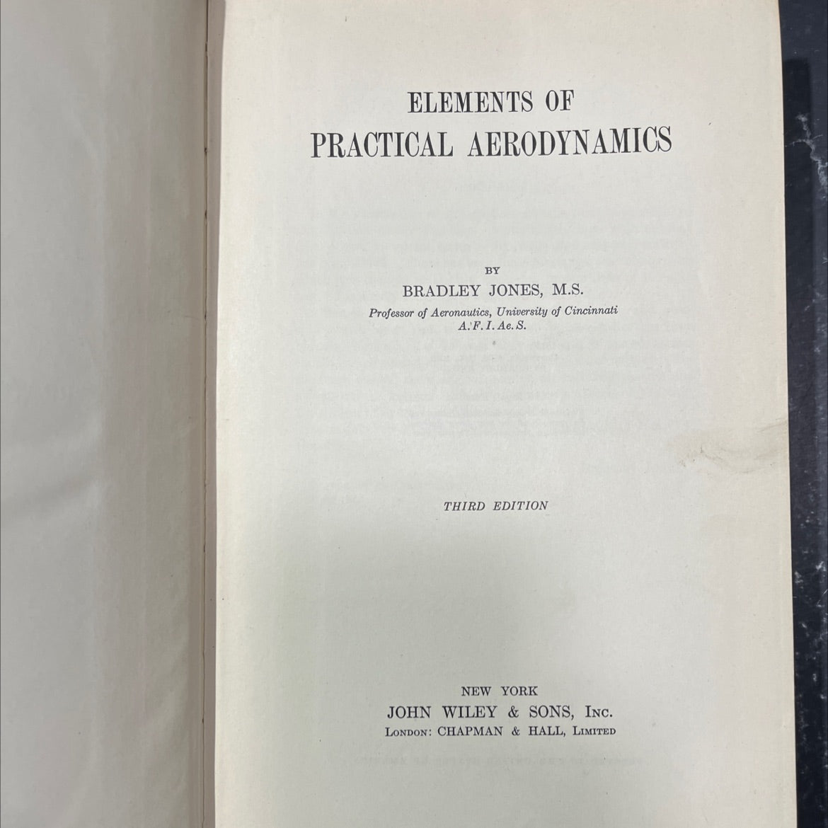 elements of practical aerodynamics book, by bradley jones, 1942 Hardcover image 2