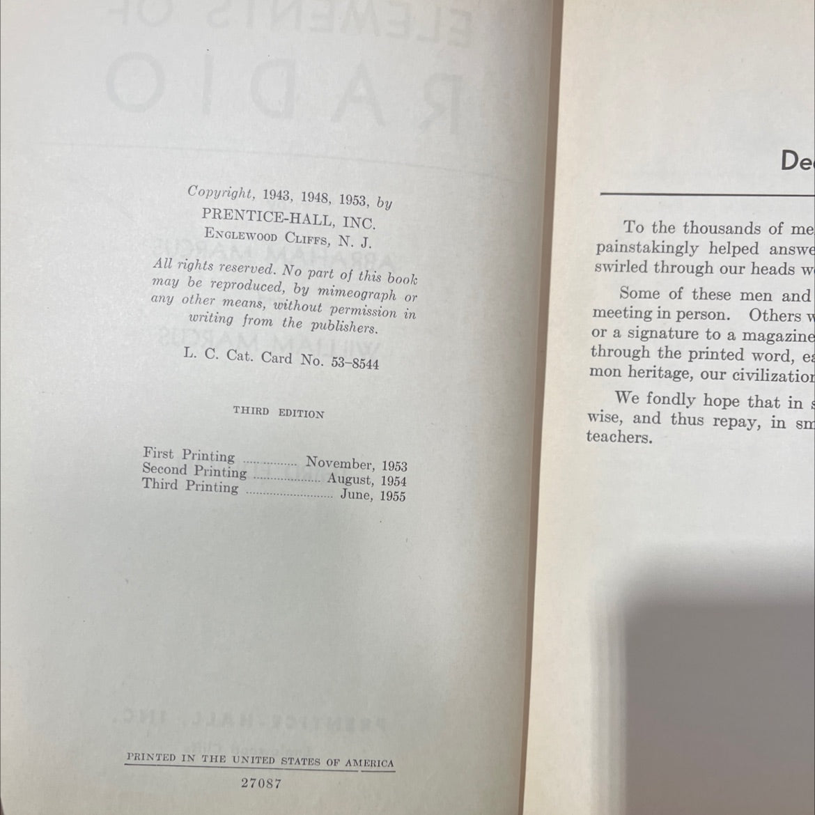 elements of radio book, by abraham marcus and william marcus, 1953 Hardcover image 3
