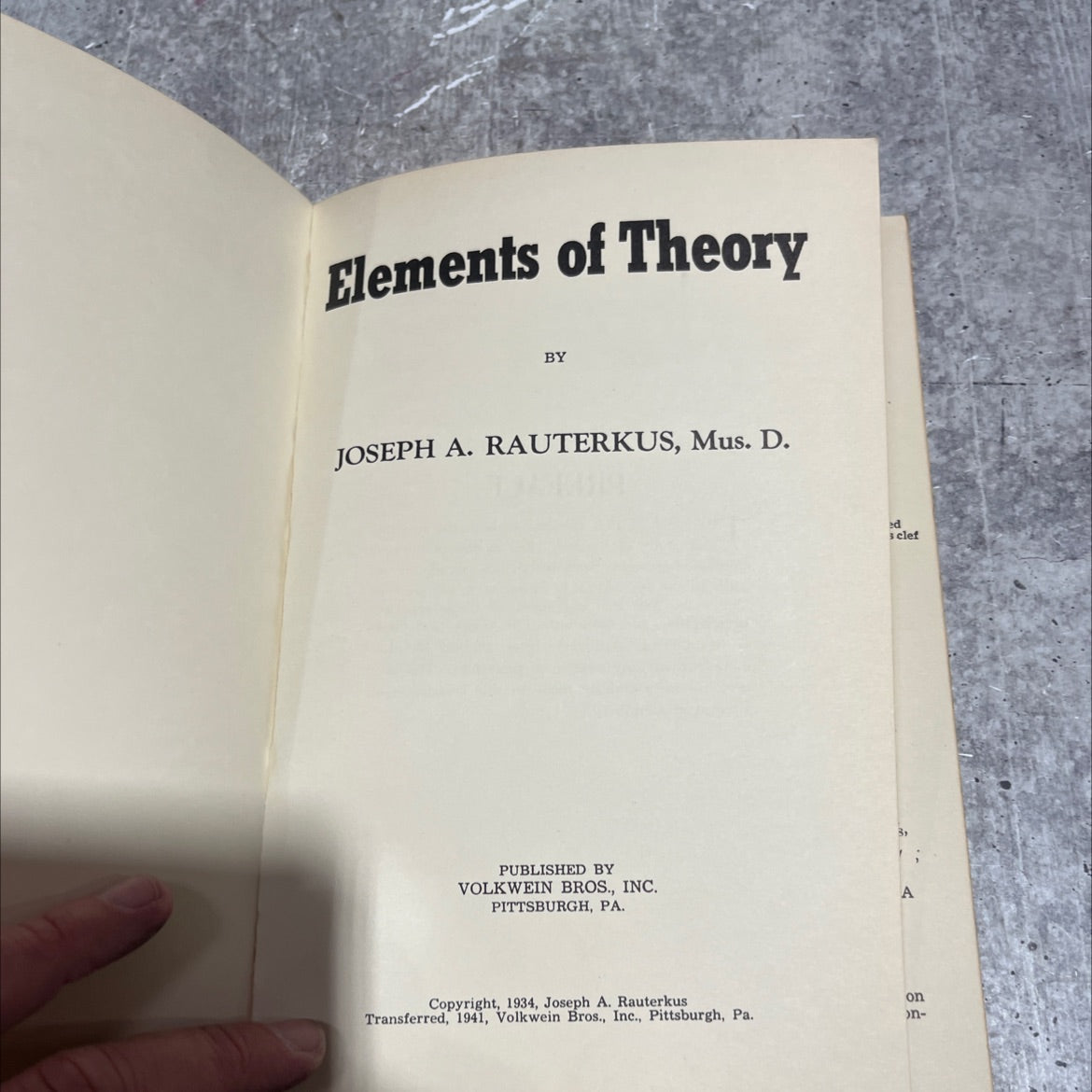 elements of theory book, by joseph a. rauterkus, 1941 Hardcover image 2