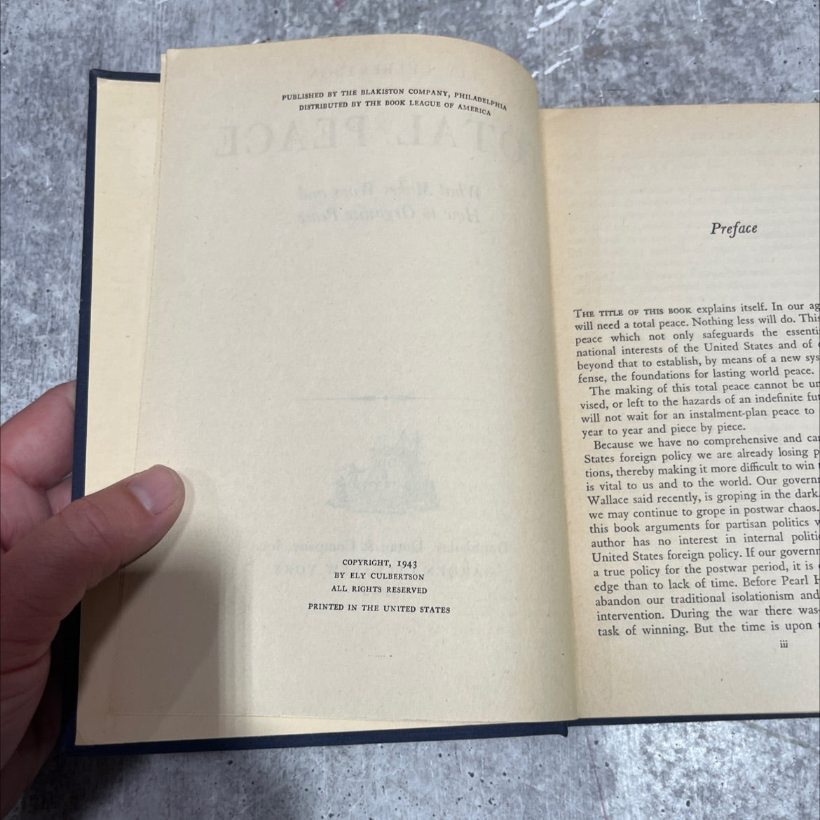 ely culbertson total peace book, by ely culbertson, 1943 Hardcover image 3