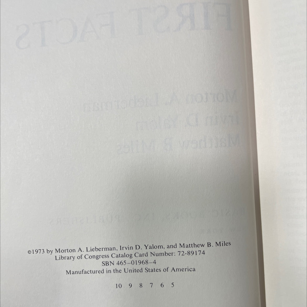 encounter groups: first facts book, by Morton A. Lieberman, Irvin D. Yalom, Matthew B. Miles, 1973 Hardcover image 3