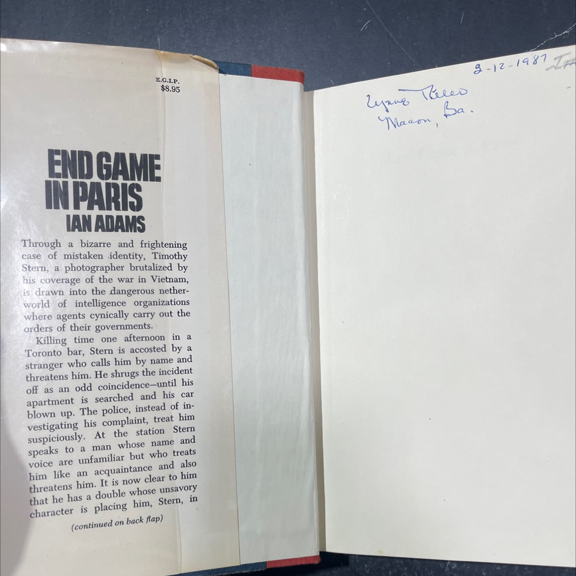 end game in paris book, by ian adams, 1979 Hardcover image 4