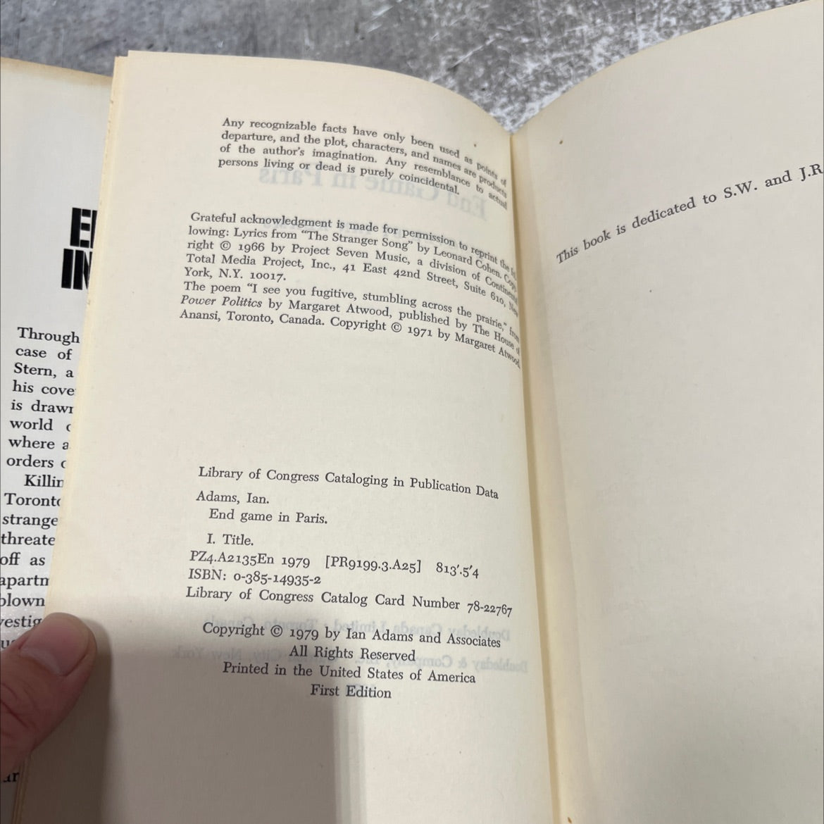 end game in paris book, by ian adams, 1979 Hardcover image 3