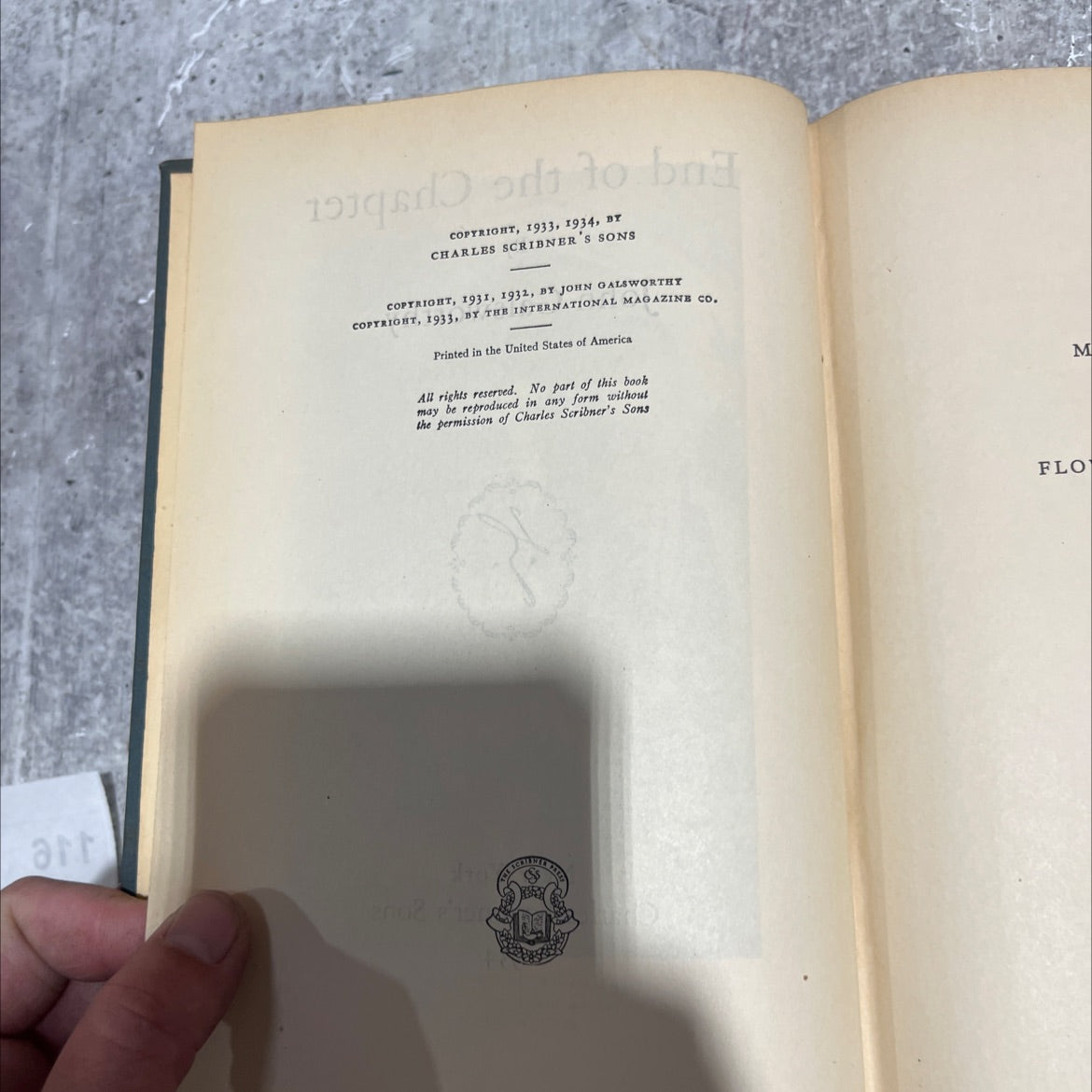 end of the chapter book, by john galsworthy, 1934 Hardcover image 3