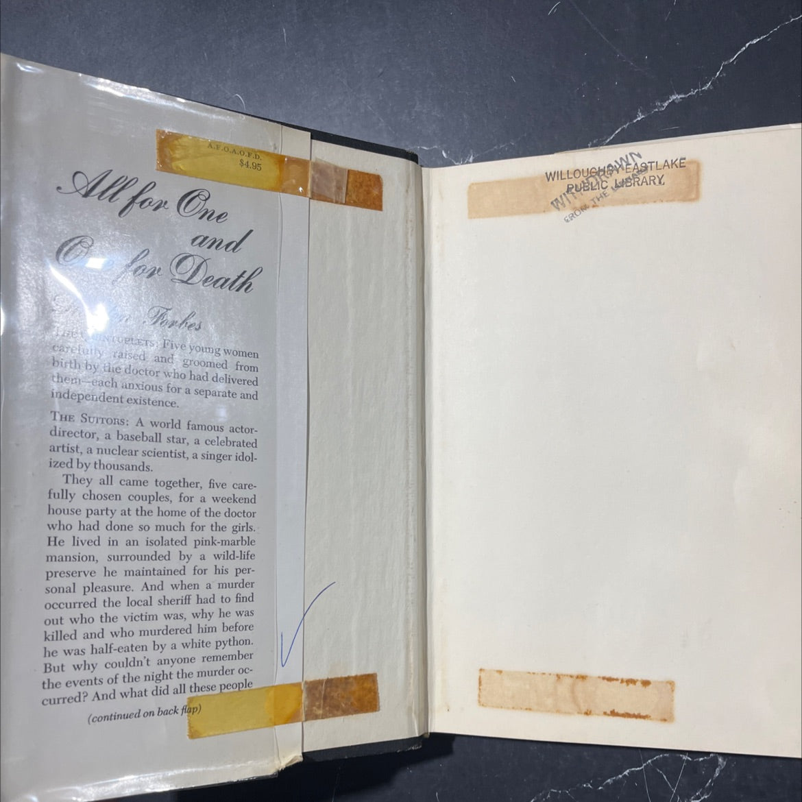 end stanton forbes all for one and one for death book, by deloris forbes, 1971 Hardcover image 4
