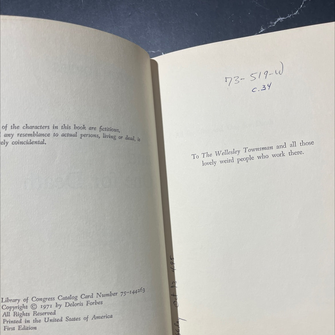 end stanton forbes all for one and one for death book, by deloris forbes, 1971 Hardcover image 3