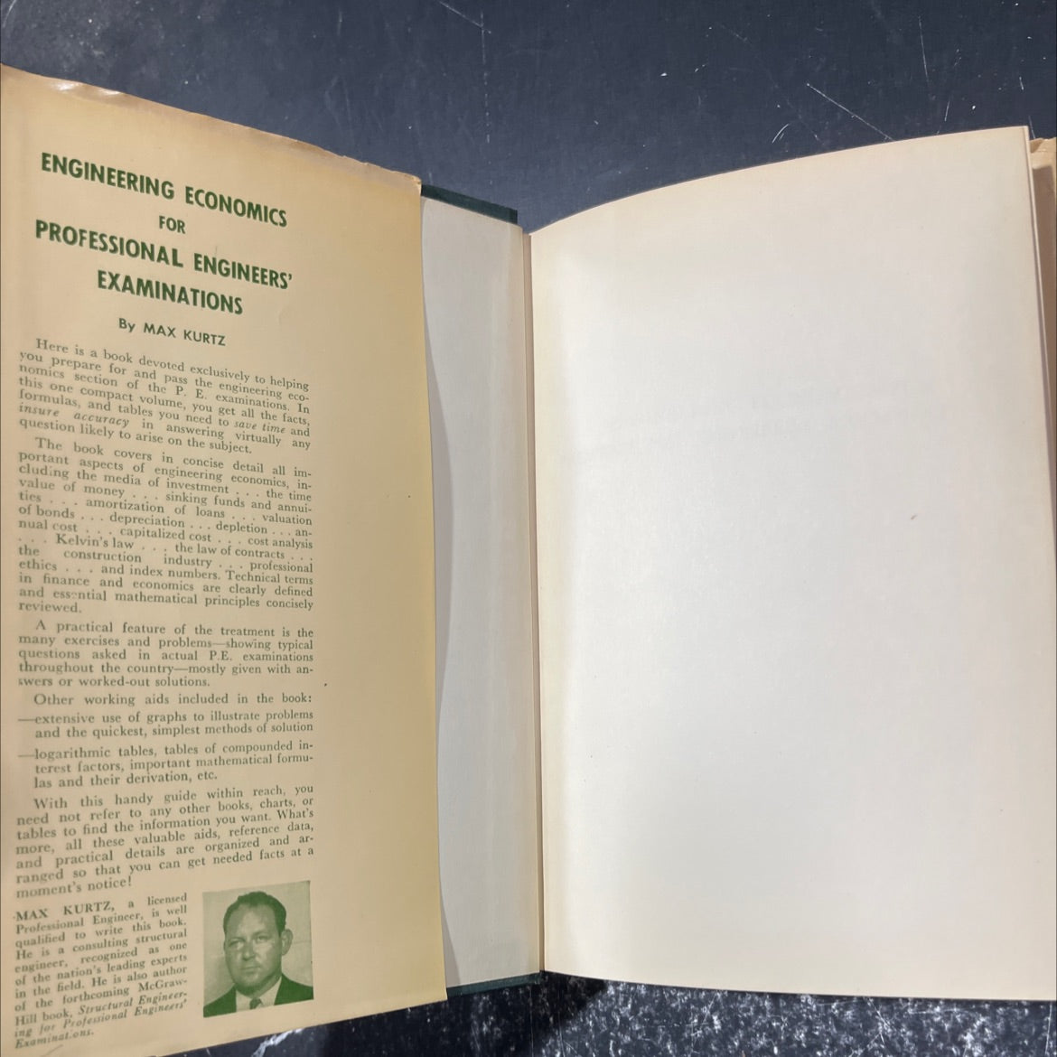 engineering economics for professional engineers' examinations book, by max kurtz, 1959 Hardcover image 4