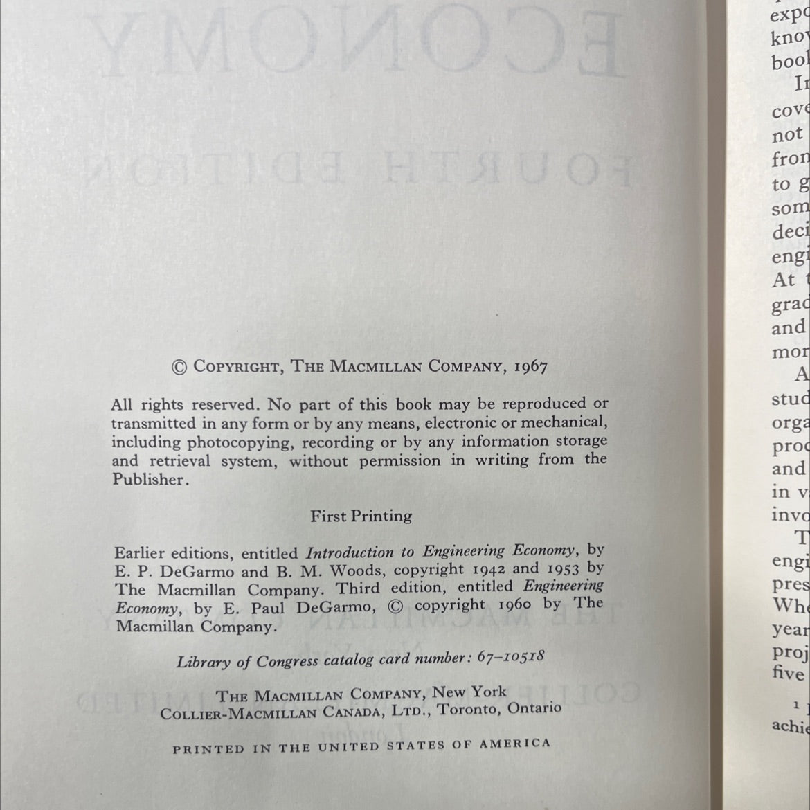 engineering economy book, by E. Paul DeGarmo, 1967 Hardcover image 3