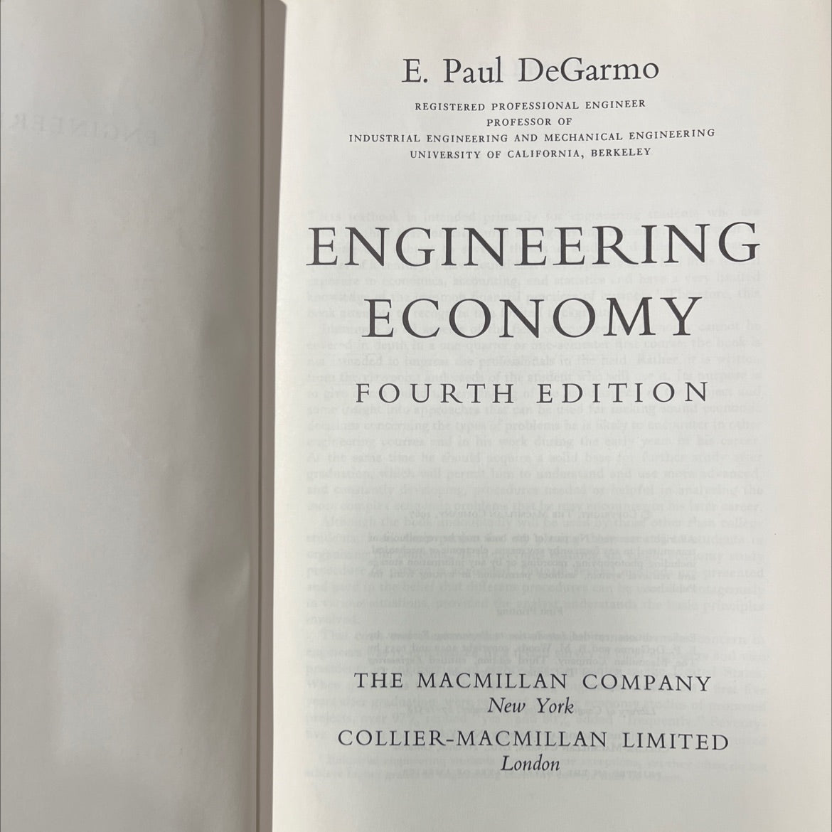 engineering economy book, by E. Paul DeGarmo, 1967 Hardcover image 2