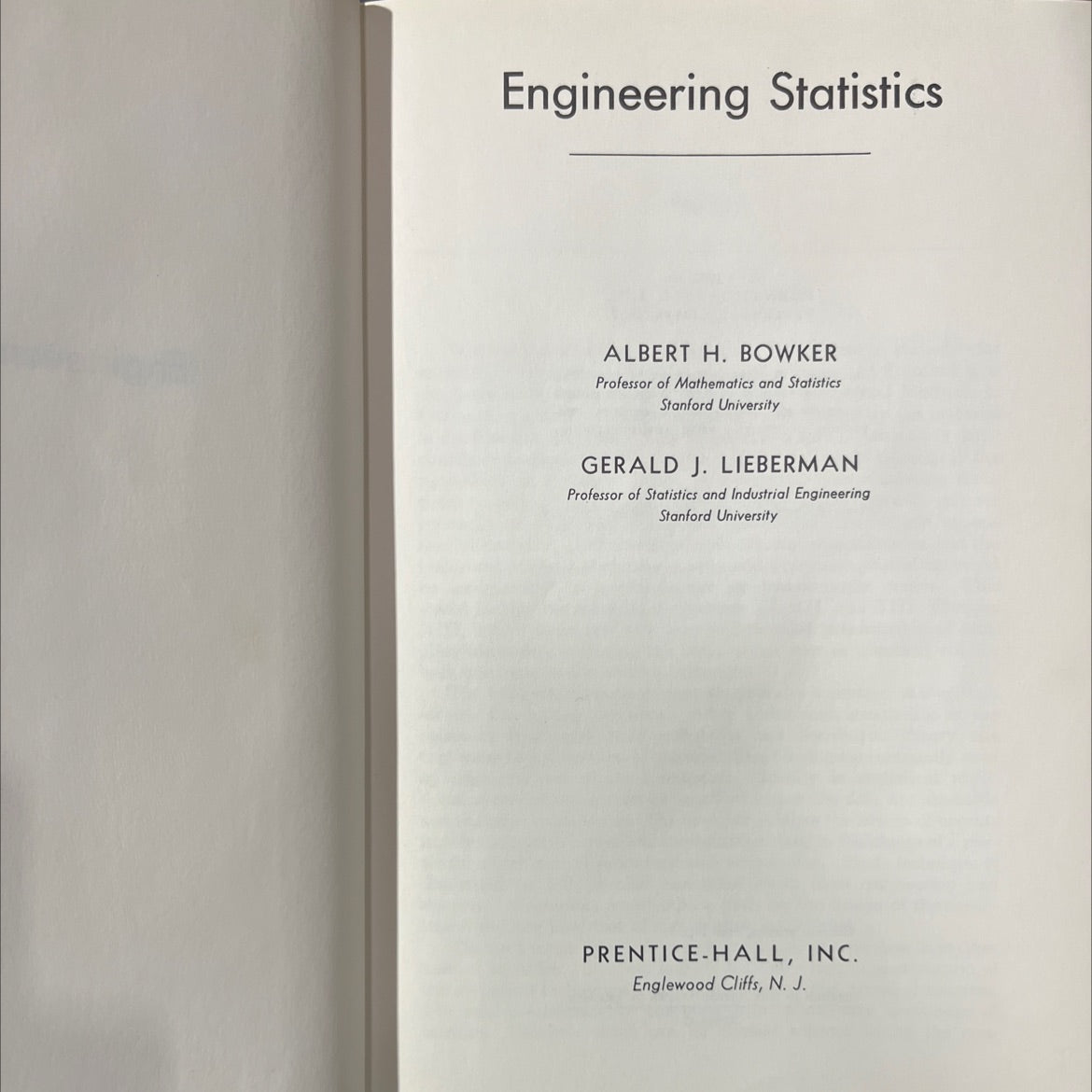 engineering statistics book, by albert h. bowker, gerald j. lieberman, 1959 Hardcover image 2
