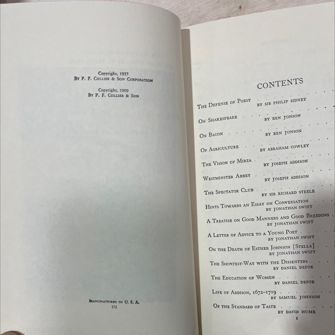 english essays from sir philip sidney to macaulay with introductions and notes book, by charles w. eliot, 1937 image 3