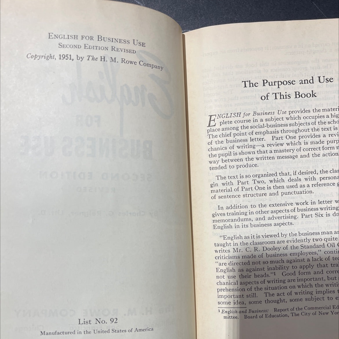 english for business use second edition revised book, by charles g. reigner, 1951 Hardcover image 3