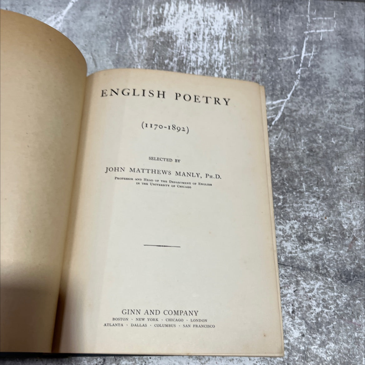 english poetry (1170-1892) selected by john matthews manly book, by john matthews manly, 1907 Hardcover image 2