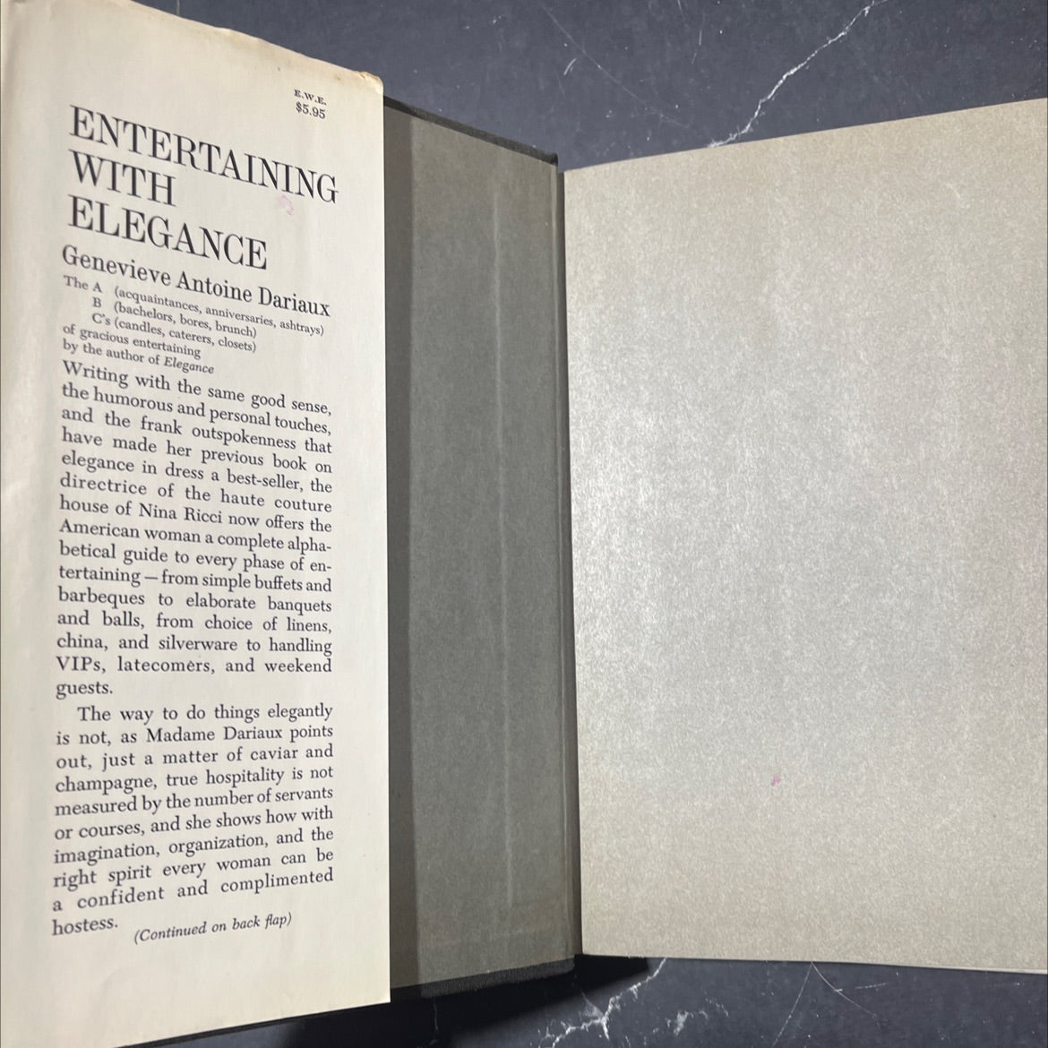 entertaining with elegance book, by Geneviève Antoine Dariaux, 1965 Hardcover image 4