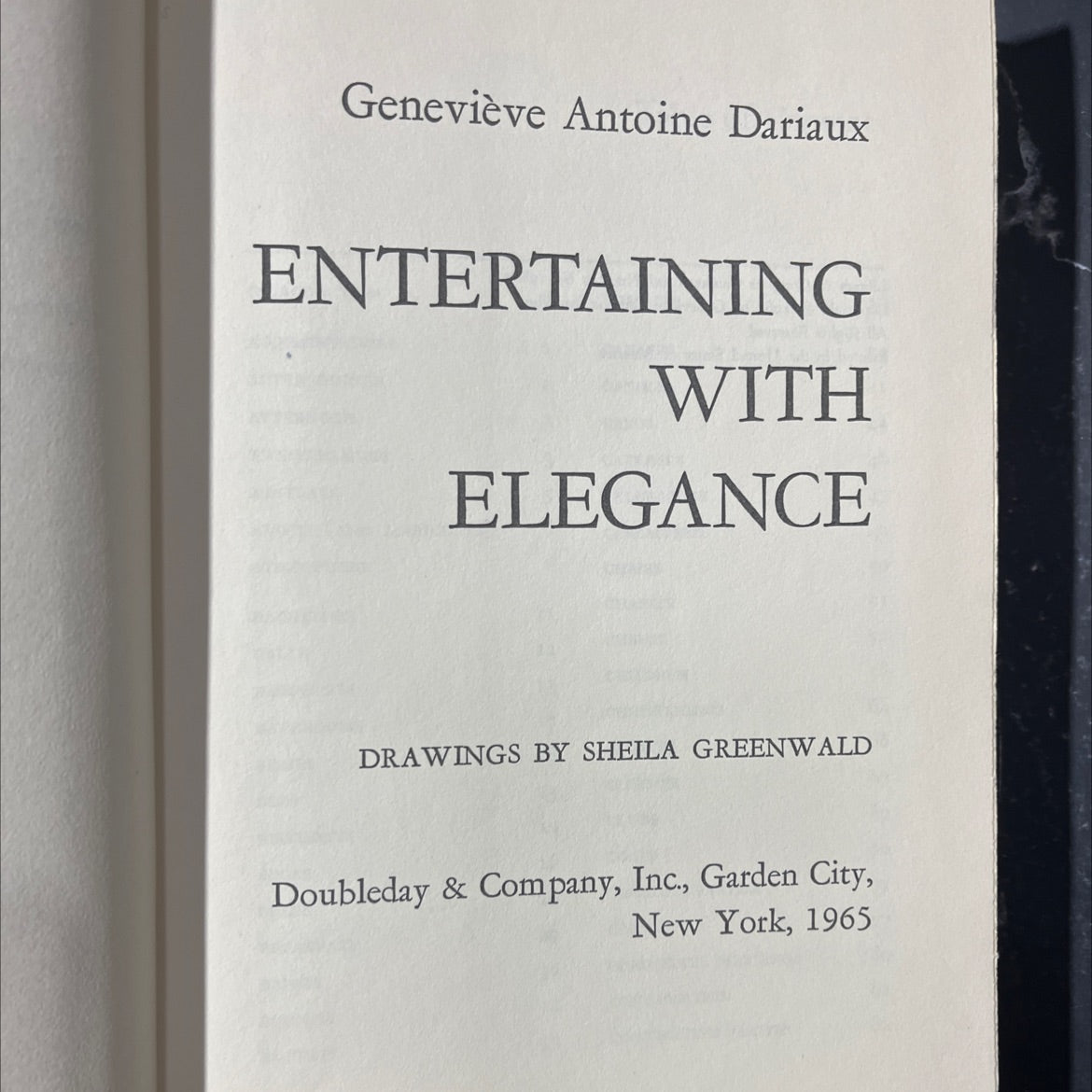 entertaining with elegance book, by Geneviève Antoine Dariaux, 1965 Hardcover image 2